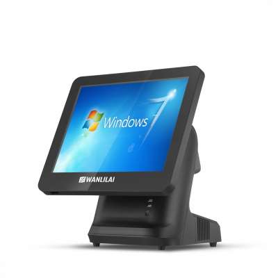 15"  touch screen POS all in one touch cash register with thermal printer